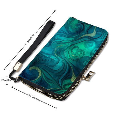 Clutch-Geldbörse für Damen aus PU mit UV-Druck, doppelseitiges Design, misst 4.1x7.9 Zoll, enthalten im Aufbewahrungsbeutel-Set (2 Stück).