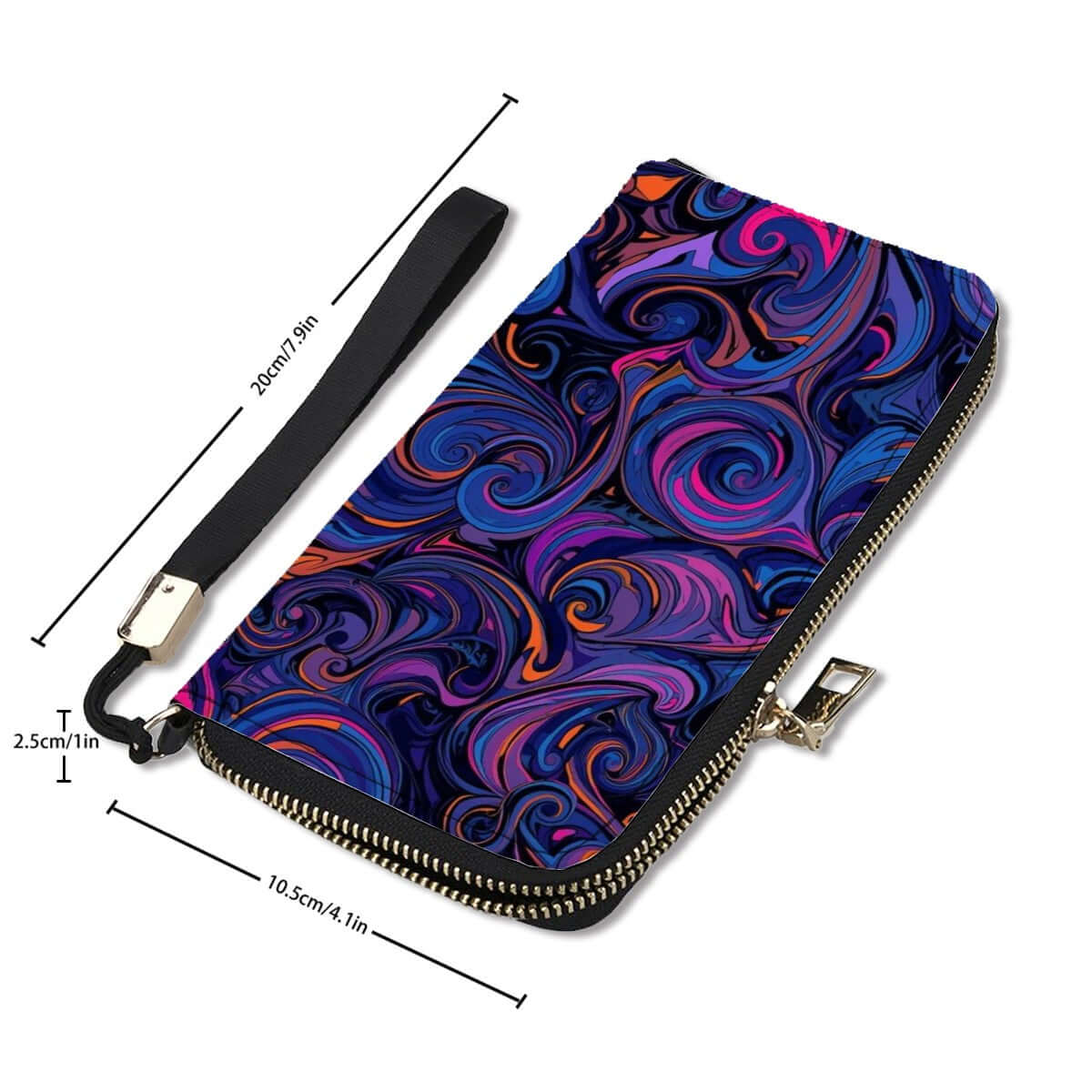 Clutch-Geldbörse für Damen mit auffälligem Farbdesign, doppelseitiger UV-Druck, ausgestattet mit Aufbewahrungsbeutel-Set (2 Stück)