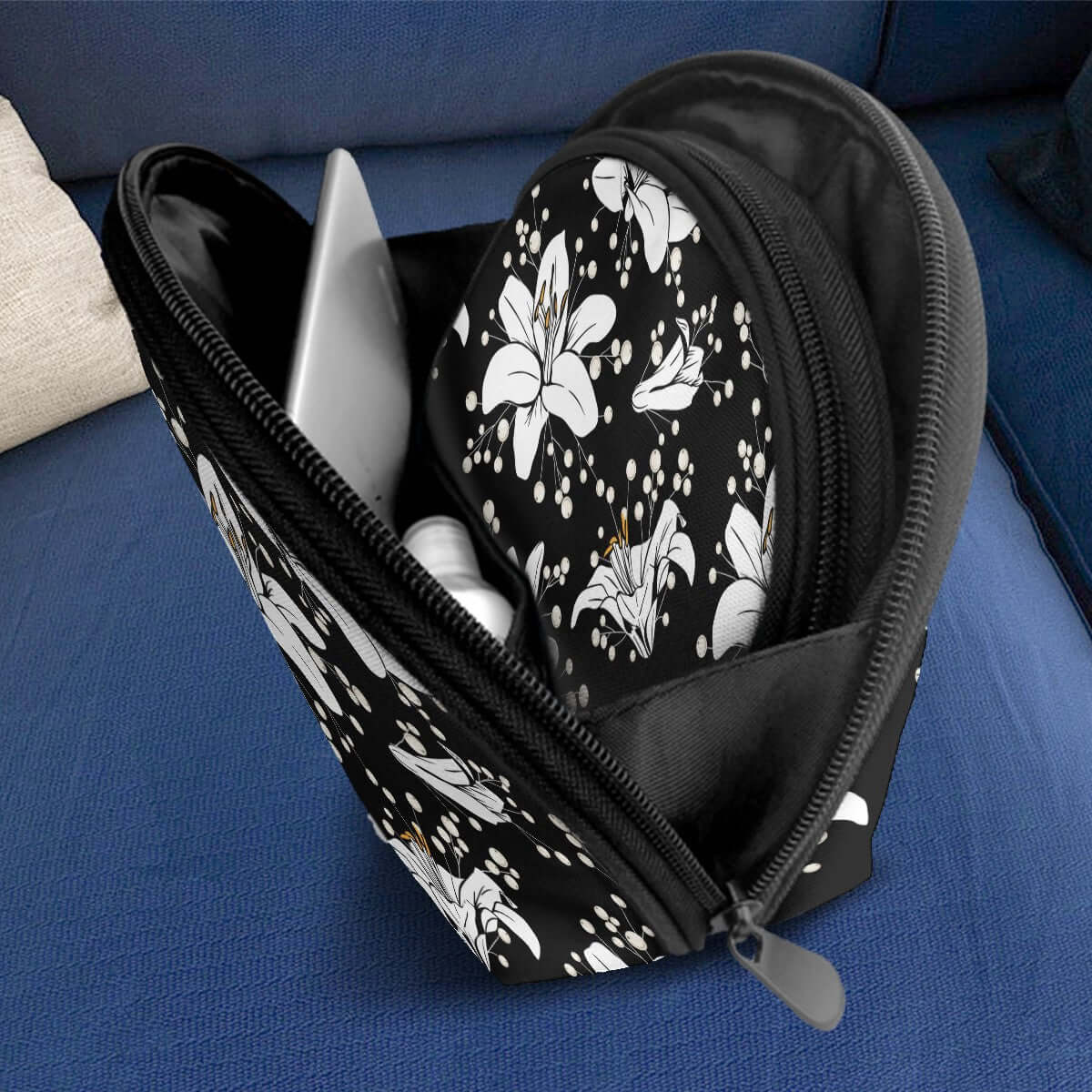 Aufbewahrungsbeutel-Set mit floralem Design, geöffneter Reißverschluss, Polyester, große Kapazität. Details für Aufbewahrungsbeutel-Set ansehen.