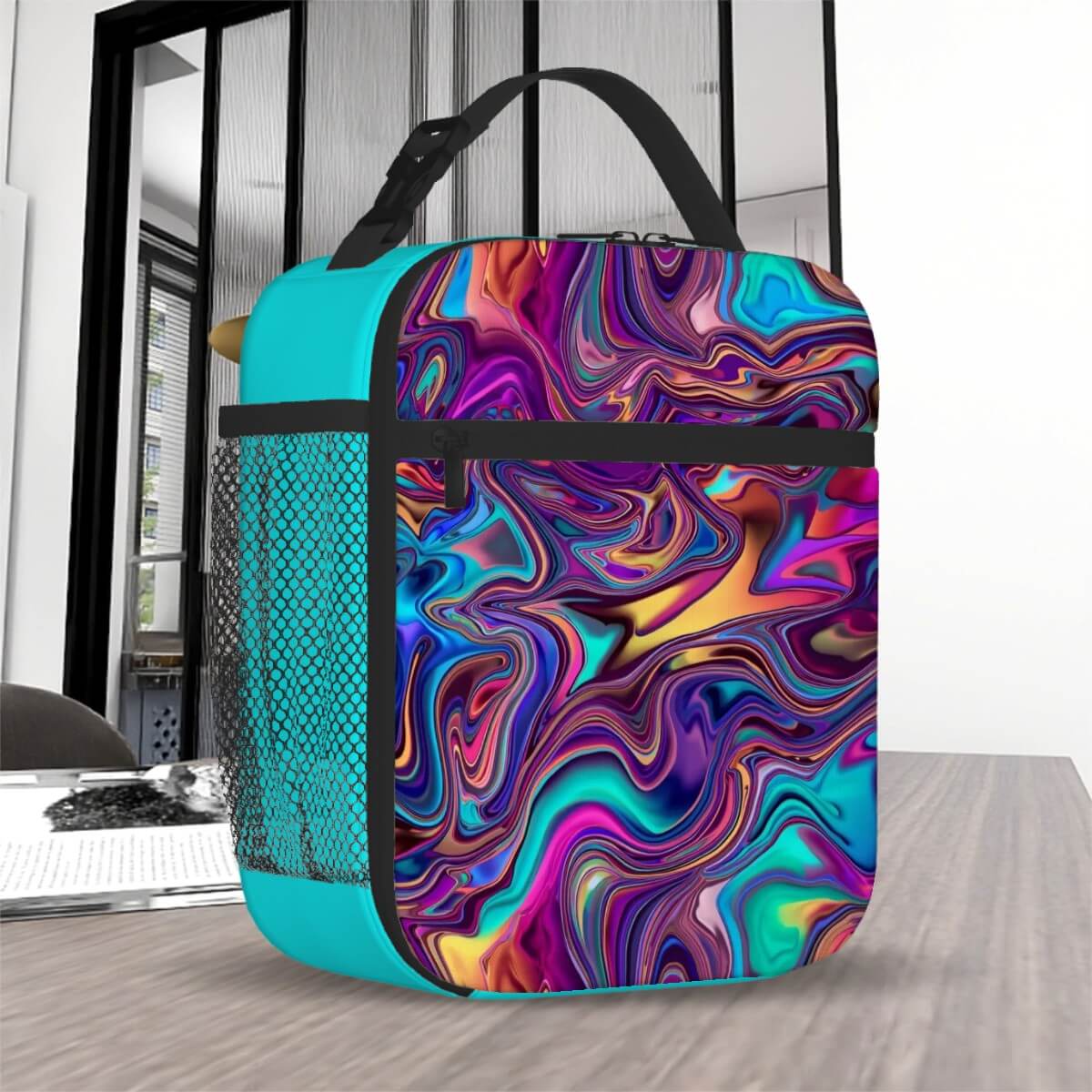 Lunchtasche mit ein schönes Design aus Oxford-Stoff, farbenfrohes Muster, ideal für den täglichen Gebrauch, langlebig und isolierend.