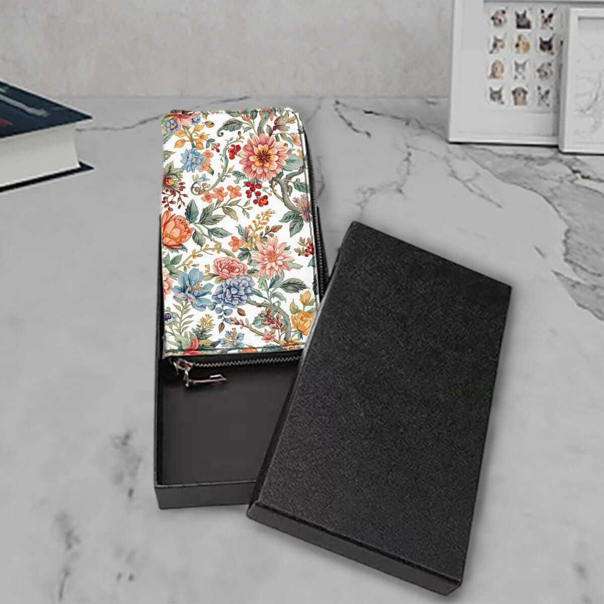 Clutch-Geldbörse für Damen - Stilvoll &amp; Praktisch, floral design, PU material, in gift box, perfect for multiple card storage.