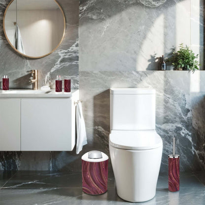 Elegantes Badezimmer mit Badezimmer-Accessoires-Set, 5-teilig aus Plastik, modernes Design, perfekt für jedes Bad-Interieur.