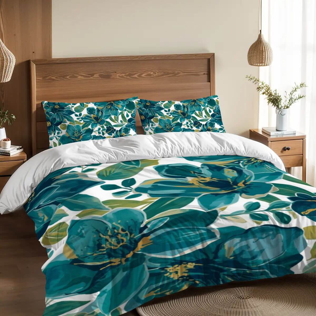 Komplettes Bettwäscheset in floralem Design, 90GSM Polyester, Bettbezug 80x90, Kissenbezüge 30x20, hochwertige Sublimationsdruck.