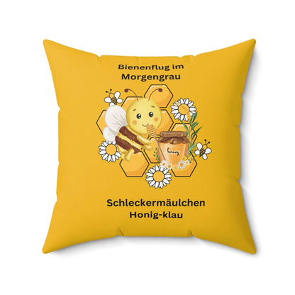 Bienen-inspiriertes Kissen, Süßes Bienenkissen, Blumendekor, gelbes Kissen mit Bienendesign und Blumenmuster für fröhliche Dekoration