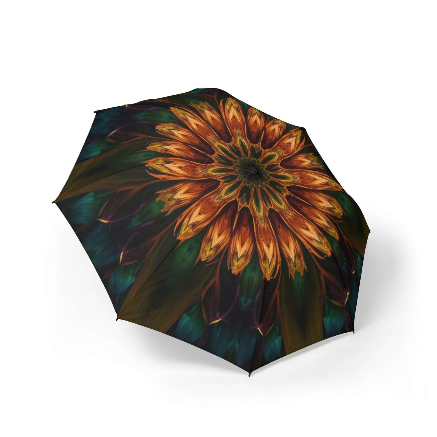 Halbautomatischer Klappregenschirm mit lebendigem Blumendesign, stilvolle Regenbekleidung, Einheitsgröße, ideal für regnerische Tage.