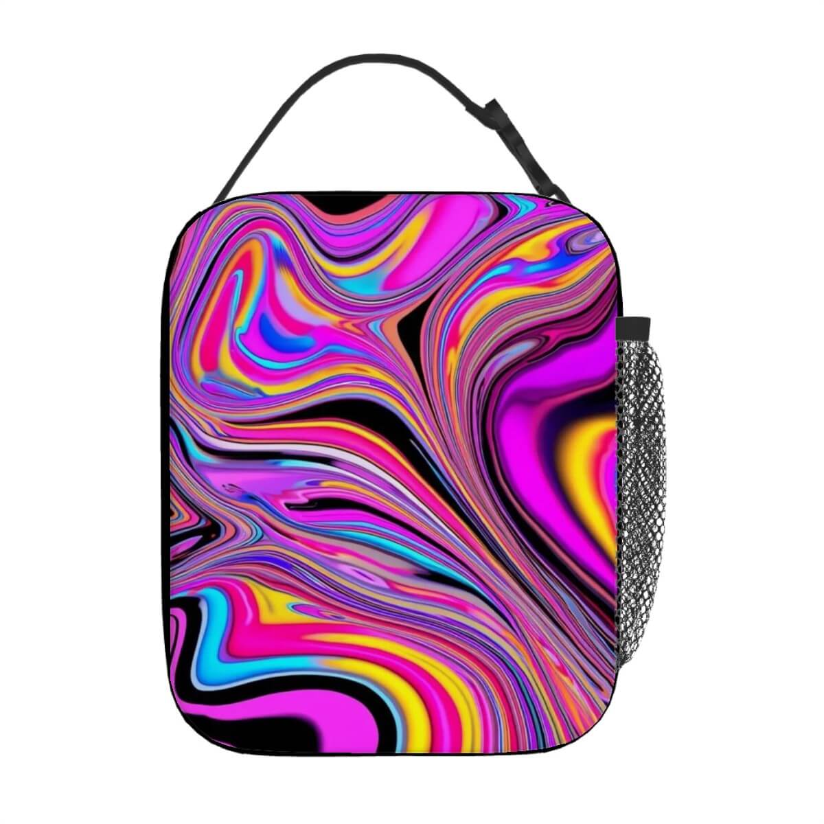 Lunchtasche im Früchte Design aus Oxford-Stoff mit buntem Muster, ideal für Schule oder Büro.