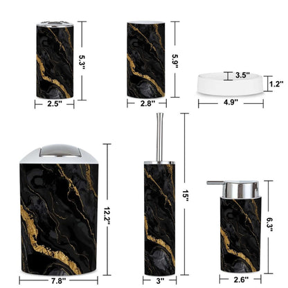 Badezimmer-Accessoires-Set, 5-teilig, aus hochwertigem Plastik, mit modernem Design und wasserdichter Oberfläche.