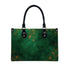 PU-Tragetasche für Damen mit grünen Mustern, schwarzem Innenraum und Griffen, ideal als Aufbewahrungsbeutel-Set (2 Stück).