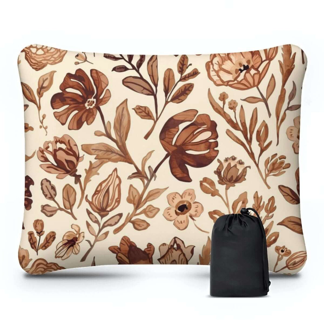 Video Aufblasbares Campingkissen aus Polyester mit Blumendesign, Größe 15,8x12,6x4,3 Zoll, perfekt für komfortables Camping.