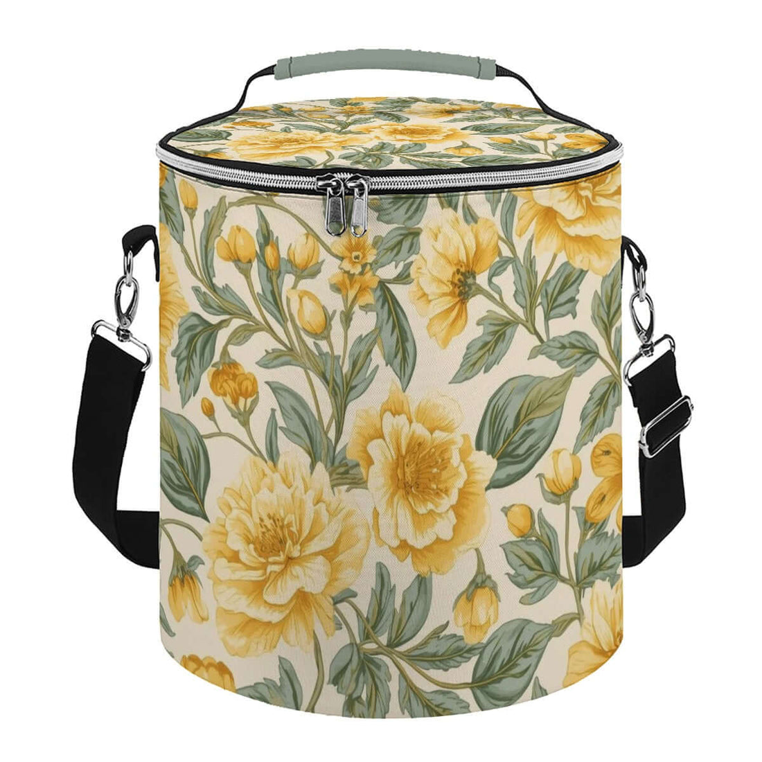 Camping-Kühltasche aus Polyester mit floralem Muster, Größe 11,8"x10,0", ideal zum Camping.