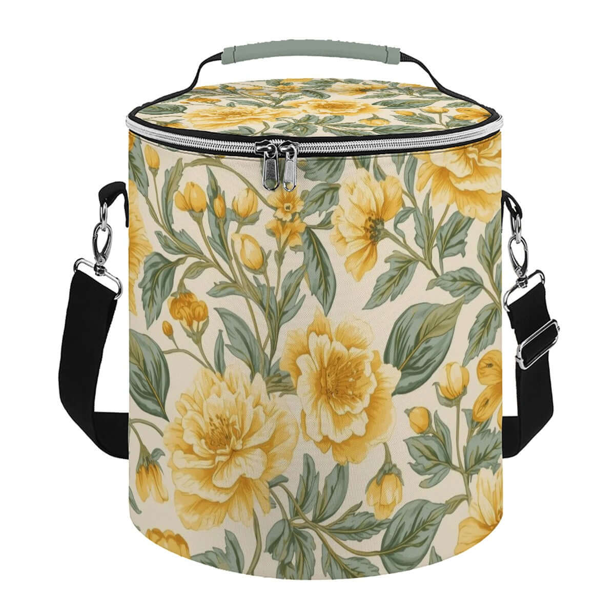 Camping-Kühltasche aus Polyester mit floralem Muster, Größe 11,8"x10,0", ideal zum Camping.