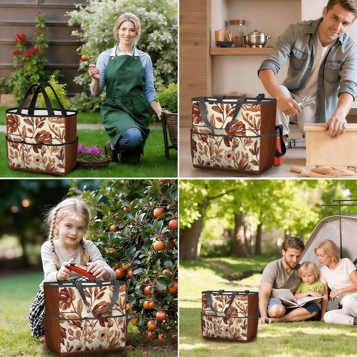 Gartengerätetasche aus Oxford-Stoff mit mehreren Taschen, ideal für Gartenarbeit, Küche, Picknick, langlebig und wasserfest.