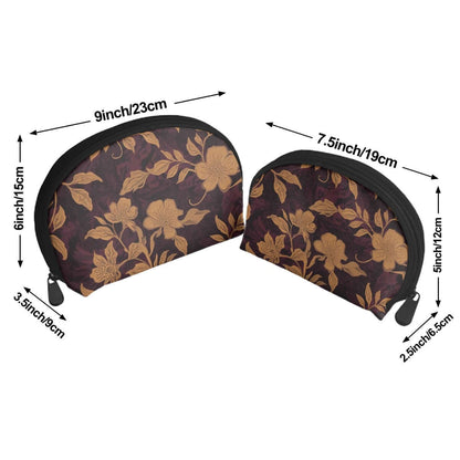 Floral Storage Bags Set of 2 in polyester, large and small sizes with zipper closure, detailed design, ideal for versatile use.
