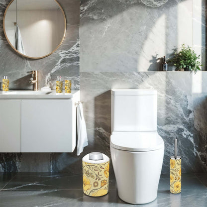 Badezimmer mit Badezimmer-Accessoires-Set, 5-teilig, aus Plastik, individuell entworfen, glatt, wasserdicht und leicht abzuwischen.