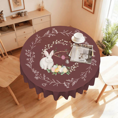 Runde Tischdecke mit gewelltem Rand, 60 Zoll Ostermotiv aus 100% Polyester, wasserdicht, weich, für Tischschutz und Dekoration, einseitig bedruckt.