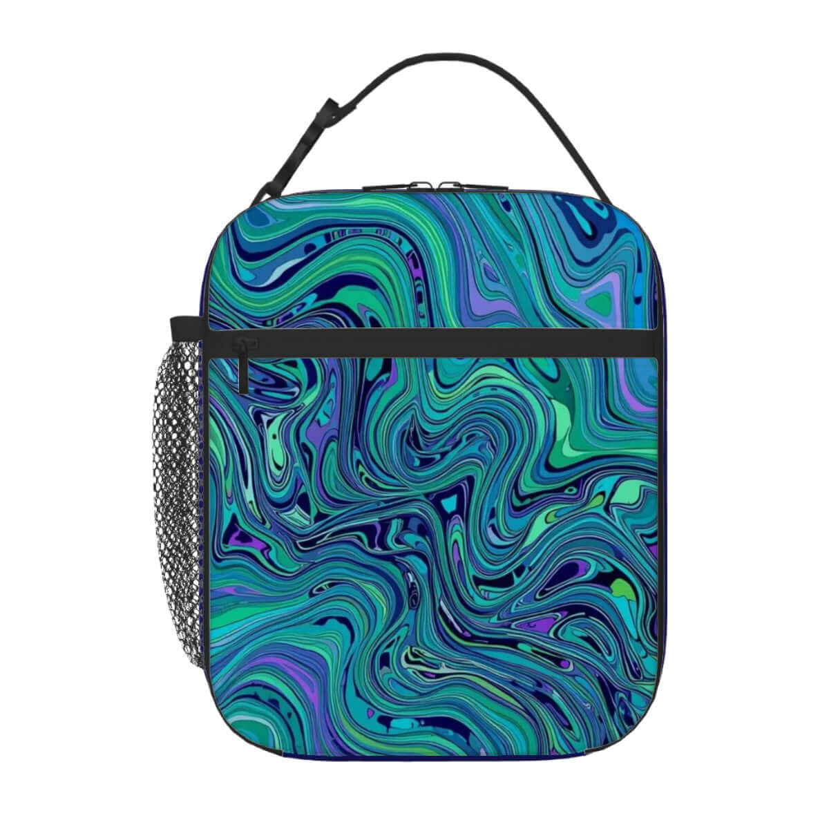 Bunte Lunchtasche mit abstraktem Design aus Oxford-Stoff, ideal für den Alltag