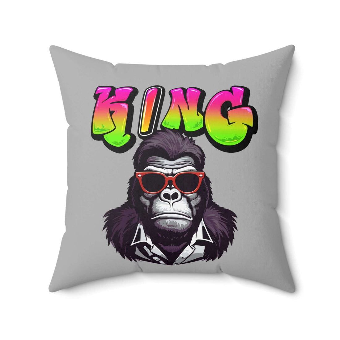 Cooles Gorilla King Kissen, Lustiges Wohndekor mit stilvollem Gorilla-Design in knalligen Farben, einzigartiges Wohnaccessoire.