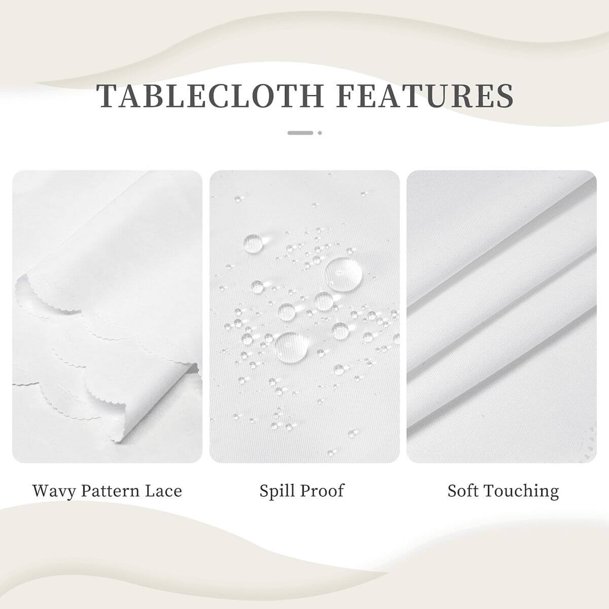 Details für Runde Tischdecke mit gewelltem Rand, 60 Zoll Ostermotiv ansehen mit wasserdichtem Stoff und weicher Textur.