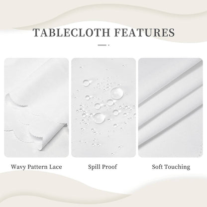 Details für Runde Tischdecke mit gewelltem Rand, 60 Zoll Ostermotiv ansehen mit wasserdichtem Stoff und weicher Textur.