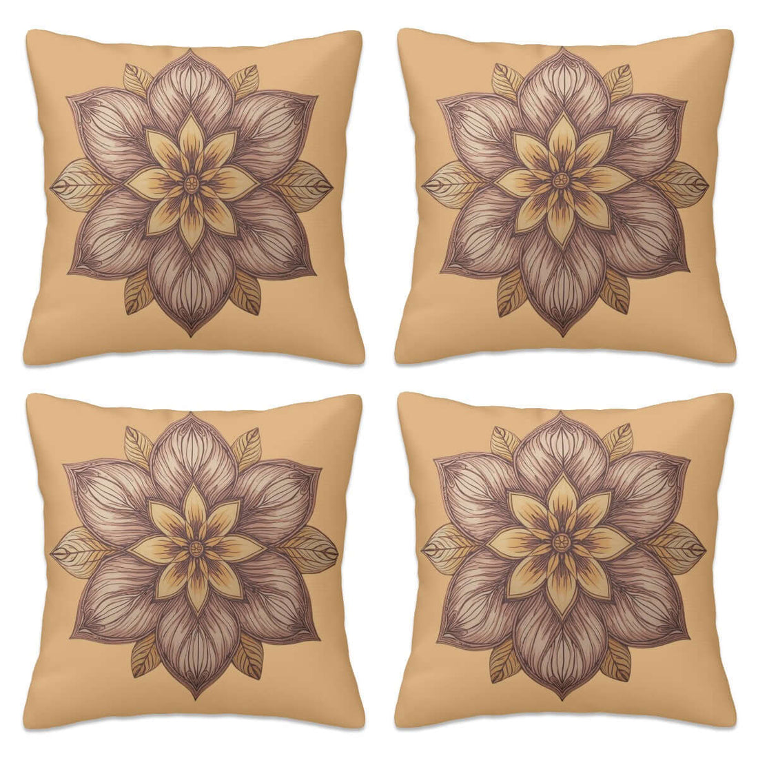 Ganzjahres-Kissenbezüge, 4er-Set aus Polyester mit Blumendesign, Größen 12x12 bis 20x20, hautfreundlich und mit unsichtbarem Reißverschluss.