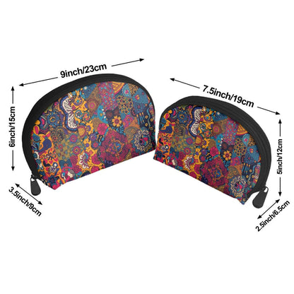 Storage Bags Set of 2, polyester material, sublimation printed, large and small sizes, zipper closure, colorful design, PU-Tragetasche für Damen