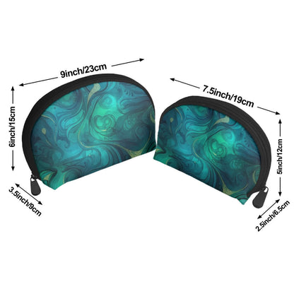 Storage Bags Set of 2, polyester material, PU-Tragetasche für Damen, large and small sizes, sublimation print, zipper closure