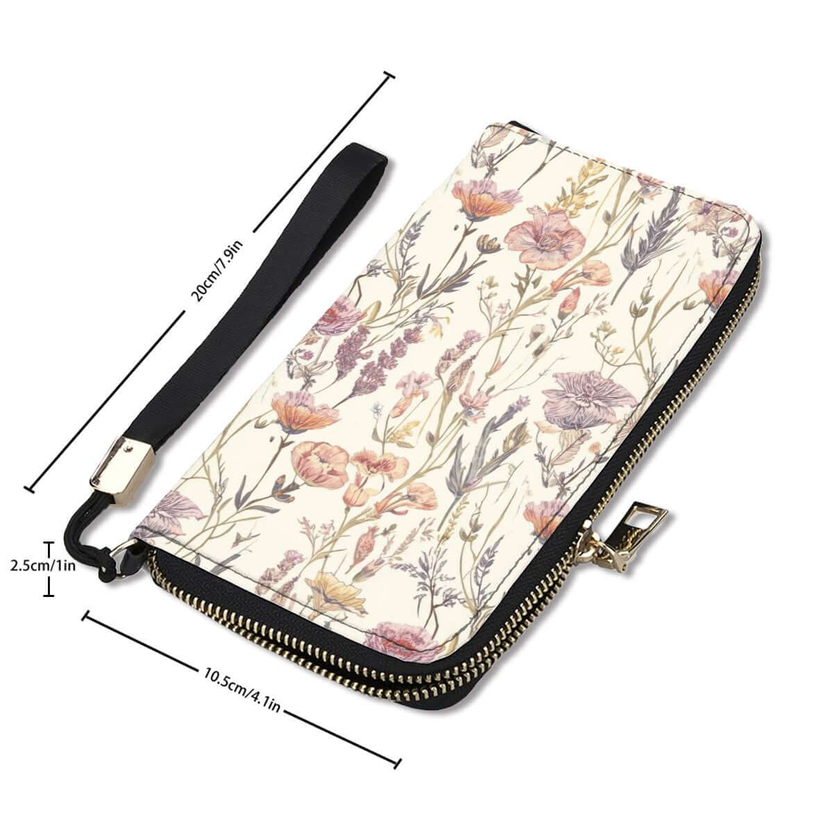 Clutch-Geldbörse für Damen aus PU-Material, 4,1x7,9 Zoll, UV-Druck mit floralem Design, doppelseitiger Druck, große Kapazität.