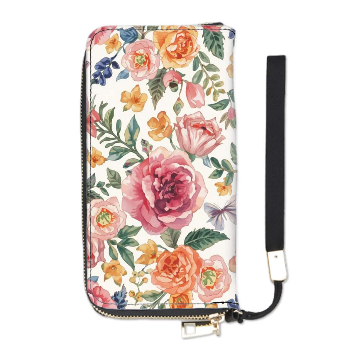Clutch-Geldbörse für Damen mit Blumendesign aus hochwertigem PU, großem Fassungsvermögen, mehreren Kartenschlitzen, doppelseitiger UV-Druck.
