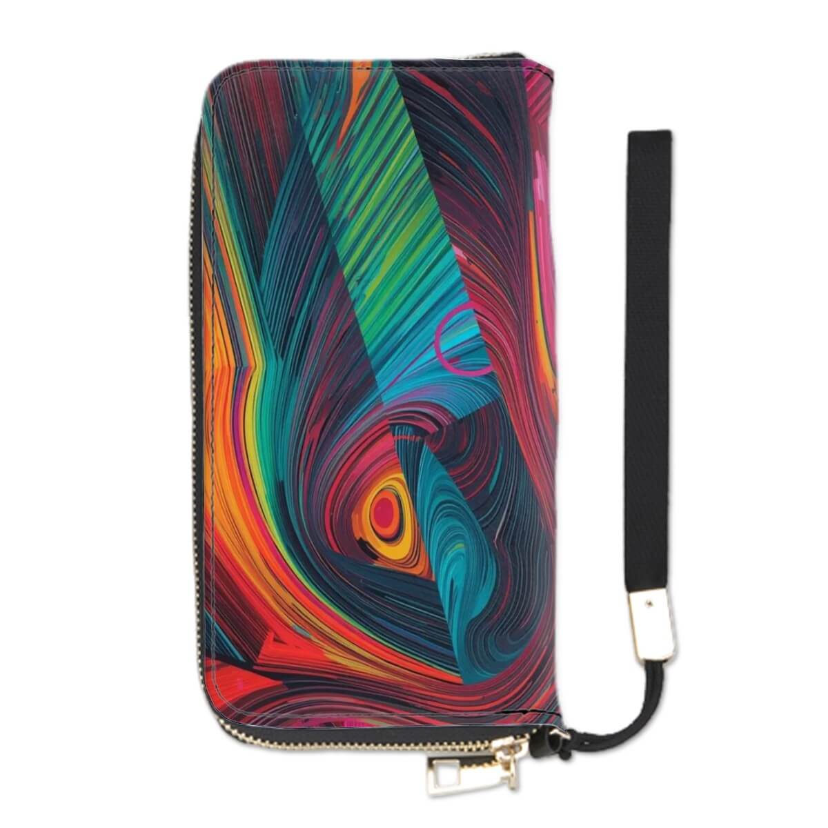 Clutch-Geldbörse für Damen aus PU, doppelseitiger UV-Druck, hohe Kapazität, bunte abstrakte Muster, Aufbewahrungsbeutel-Set.