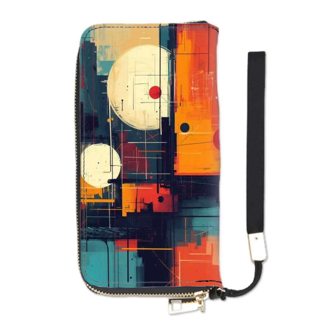 Clutch-Geldbörse für Damen aus PU mit abstraktem Design, doppelseitigem UV-Druck, multifunktional mit Karten- und Bargeldfächern.