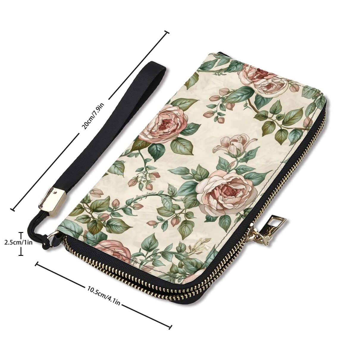 Clutch-Geldbörse für Damen - Stilvoll &amp; Praktisch aus PU mit Blumendesign, doppelseitiger UV-Druck, Größe 4,1" x 7,9"