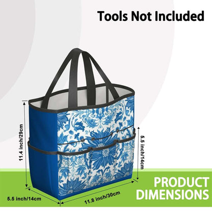 Gartengerätetasche aus Oxford-Stoff mit floralem Design, Größe 11,8"x5,5"x11,4", leicht, robust und wasserdicht.