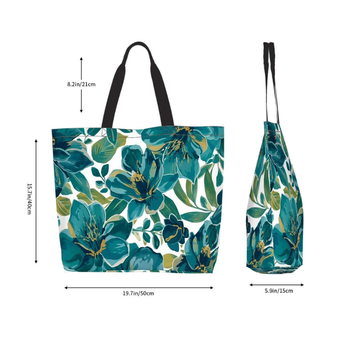 Große Schultertasche für Damen mit floralem Design aus 100 % Polyester, leicht und wasserabweisend, Größe: 19,7"x15,7"x5,9".