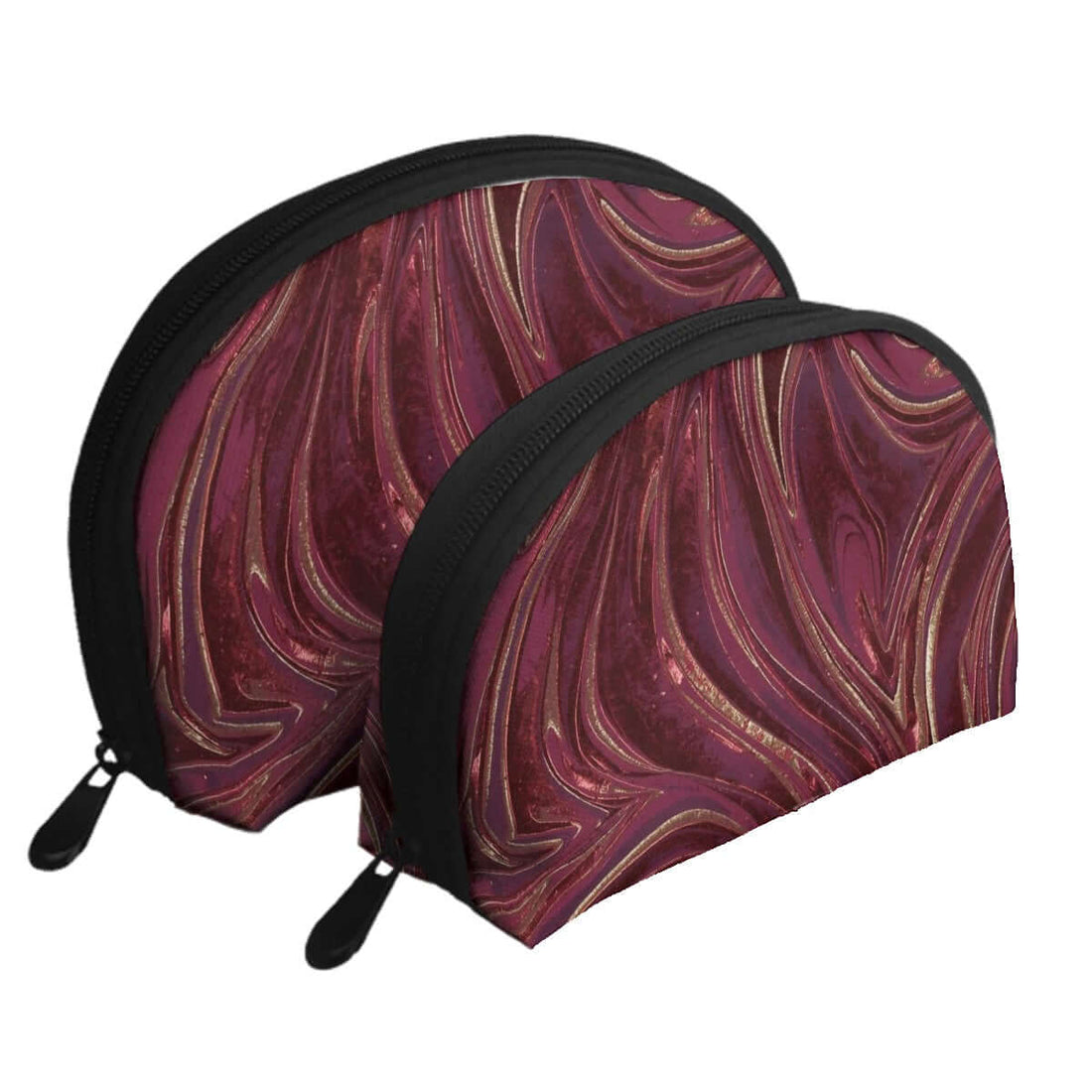 Aufbewahrungsbeutel-Set (2 Stück) in dekorativem Design aus Polyester mit großen Reißverschlussöffnungen, sublimationsbedruckt in zwei Größen.