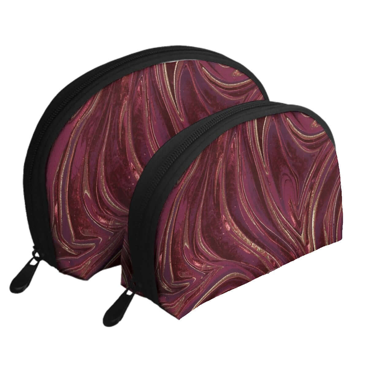 Aufbewahrungsbeutel-Set (2 Stück) in dekorativem Design aus Polyester mit großen Reißverschlussöffnungen, sublimationsbedruckt in zwei Größen.