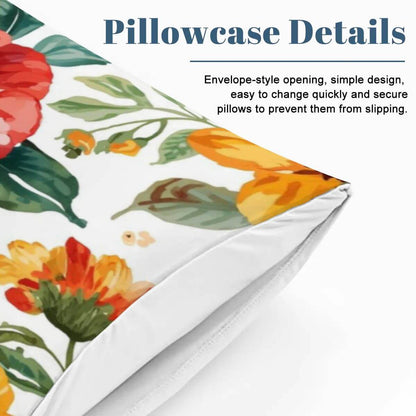 Floral envelope-style pillowcase details from Komplettes Bettwäscheset featuring slip prevention design.
