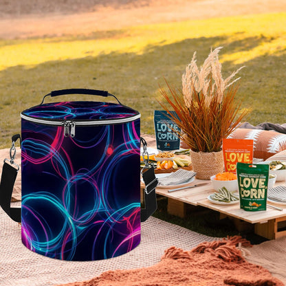 Camping-Kühltasche tragbar isoliert wasserdicht, Design mit abstrakten Mustern beim Picknick, ideal für Camping, Größe 11,8x10,0 Zoll