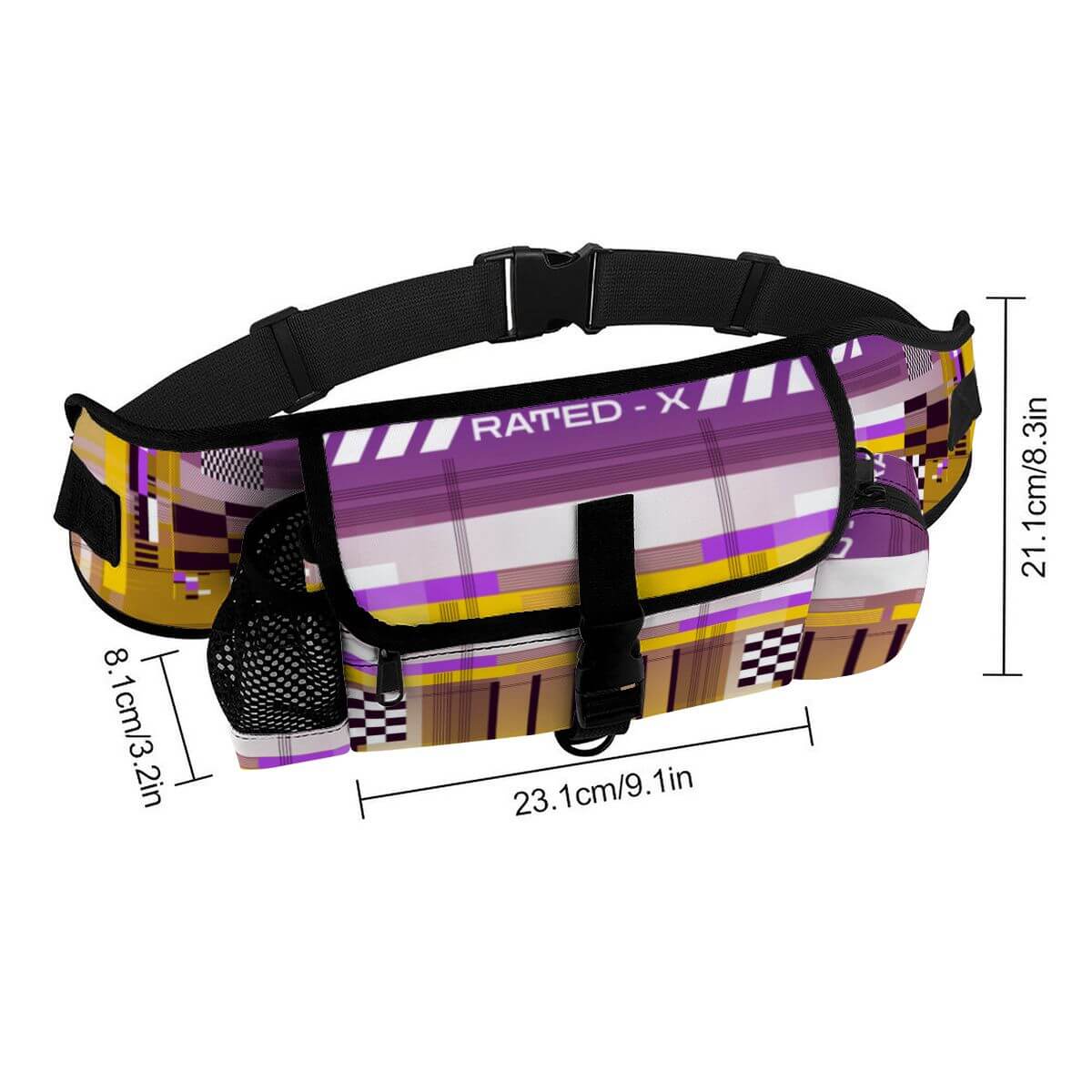 Hüfttasche für das Outdoor-Training von Haustieren, mit buntem Design und Fächern für Utensilien.