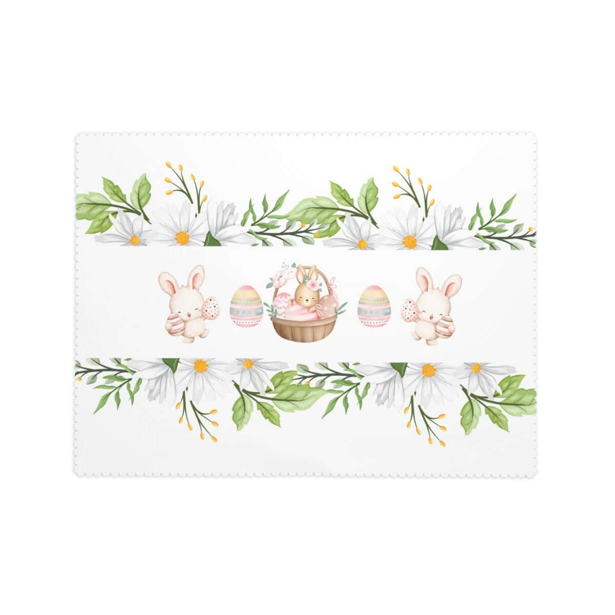 Rechteckige Tischdecke mit Wellenrand Ostermotiv, aus 100% Polyester, Größe 72"x54", einseitiger Druck, wasserdichter Stoff.