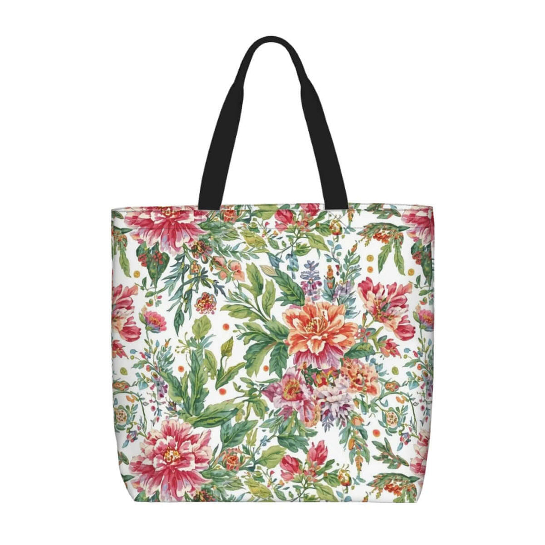 Große Tragetasche mit floralem Muster, 100 % Polyester, einseitiger Druck, 19,6"x15,7"x5,9", luxuriöse Blumen-Optik.