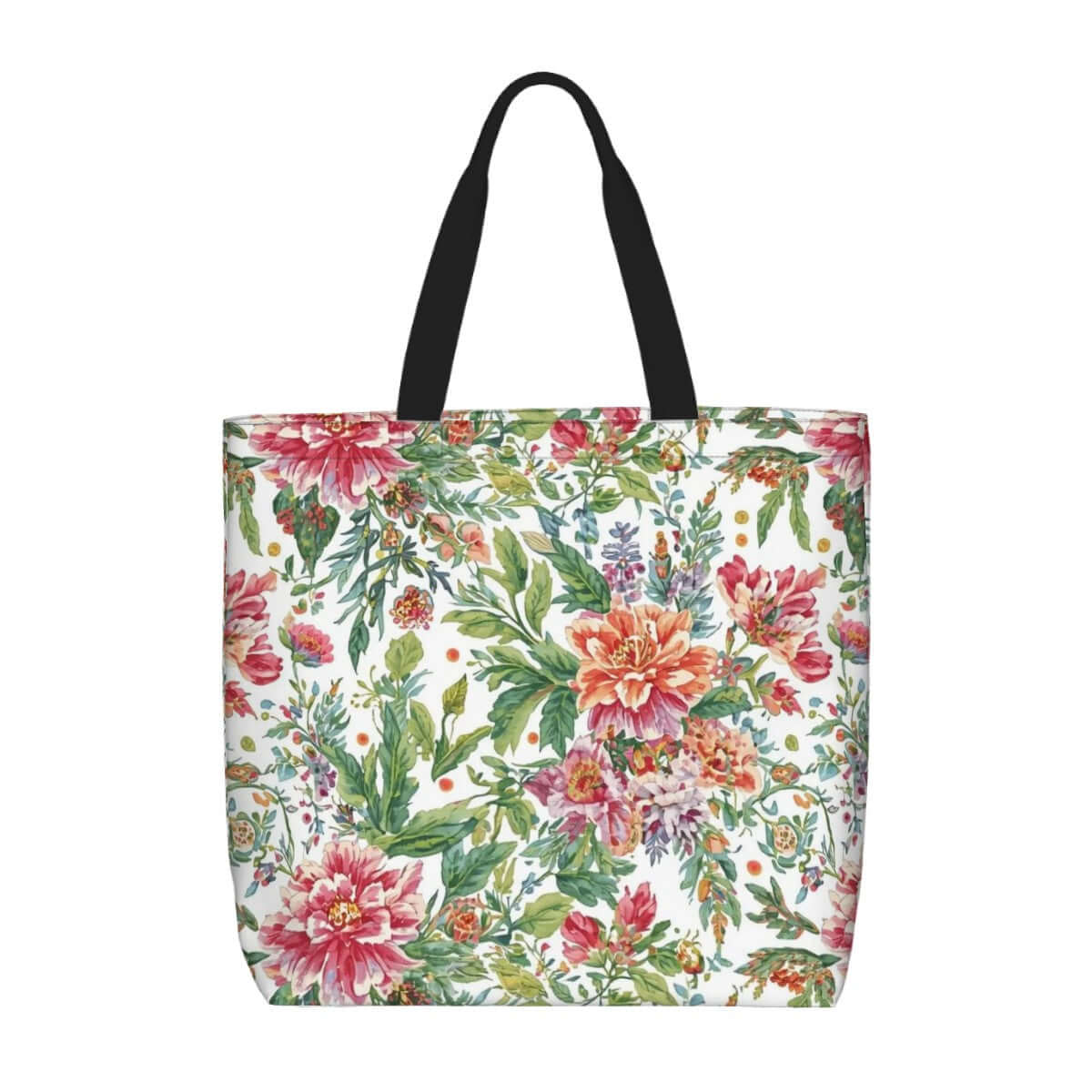 Große Tragetasche mit floralem Muster, 100 % Polyester, einseitiger Druck, 19,6"x15,7"x5,9", luxuriöse Blumen-Optik.