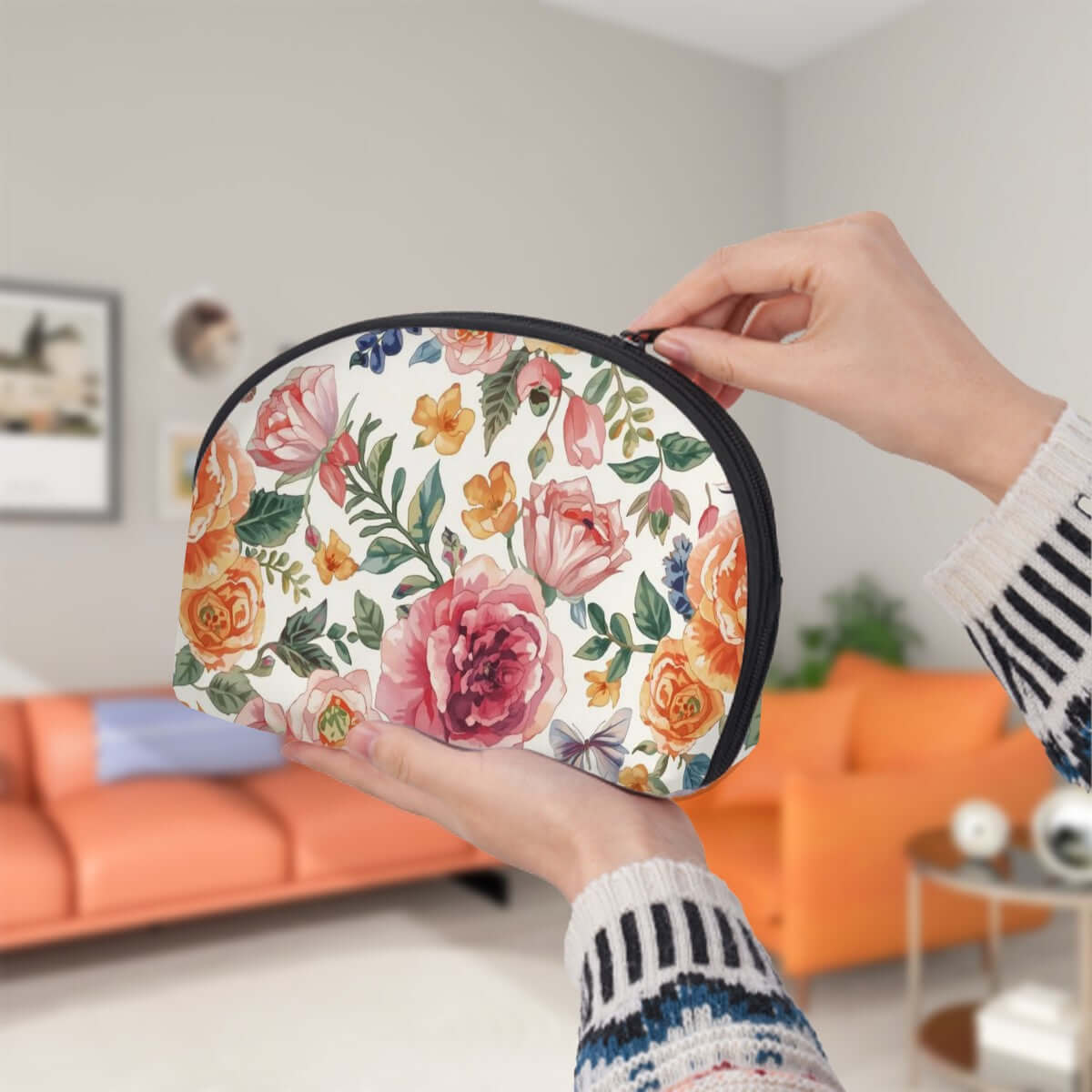 Aufbewahrungsbeutel-Set (2 Stück) mit floralem Design, Polyester, Reißverschluss, ideal für große Kapazität und vielseitige Aufbewahrungslösungen