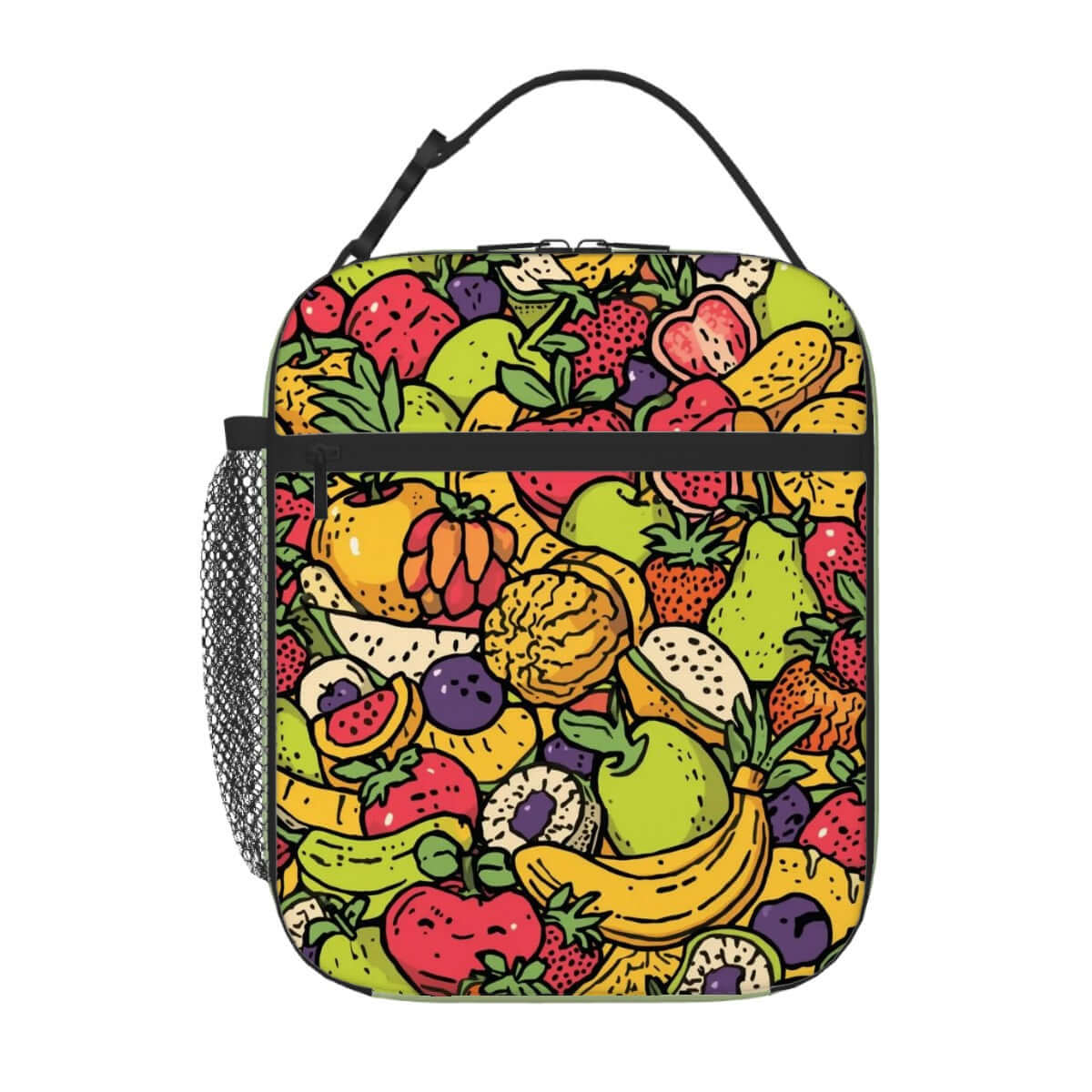 Lunchtasche mit ein schönes Design aus Oxford-Stoff, farbenfrohes Fruchtmuster, verdickte Zwischenschichten, PEVA-Beschichtung, ideal für Schule.