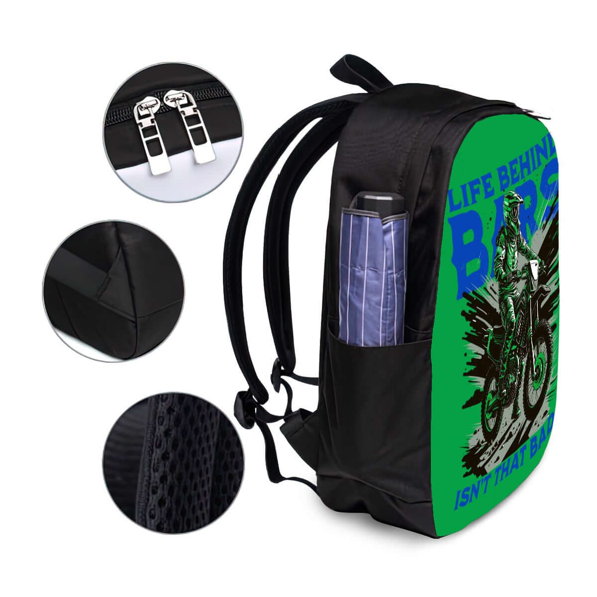 Oxford Reise-Laptop-Rucksack mit USB-Anschluss aus Oxford-Stoff, einseitiges Design, ergonomische Gurte, Details ansehen