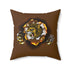 Dekokissen mit brüllendem Löwen, Geschenk für Tierliebhaber – Quadratisches Kissen mit Löwendesign auf braunem Hintergrund