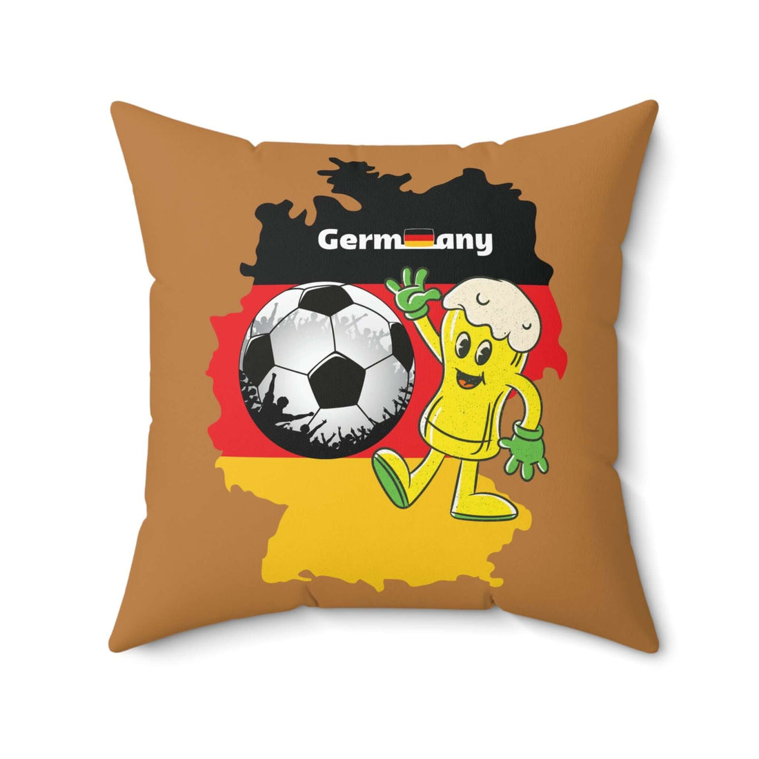 Deutschland Fußball Bierkissen mit Fußball und Bier-Motiv, perfektes Kissen für Fans und Wohnkultur.