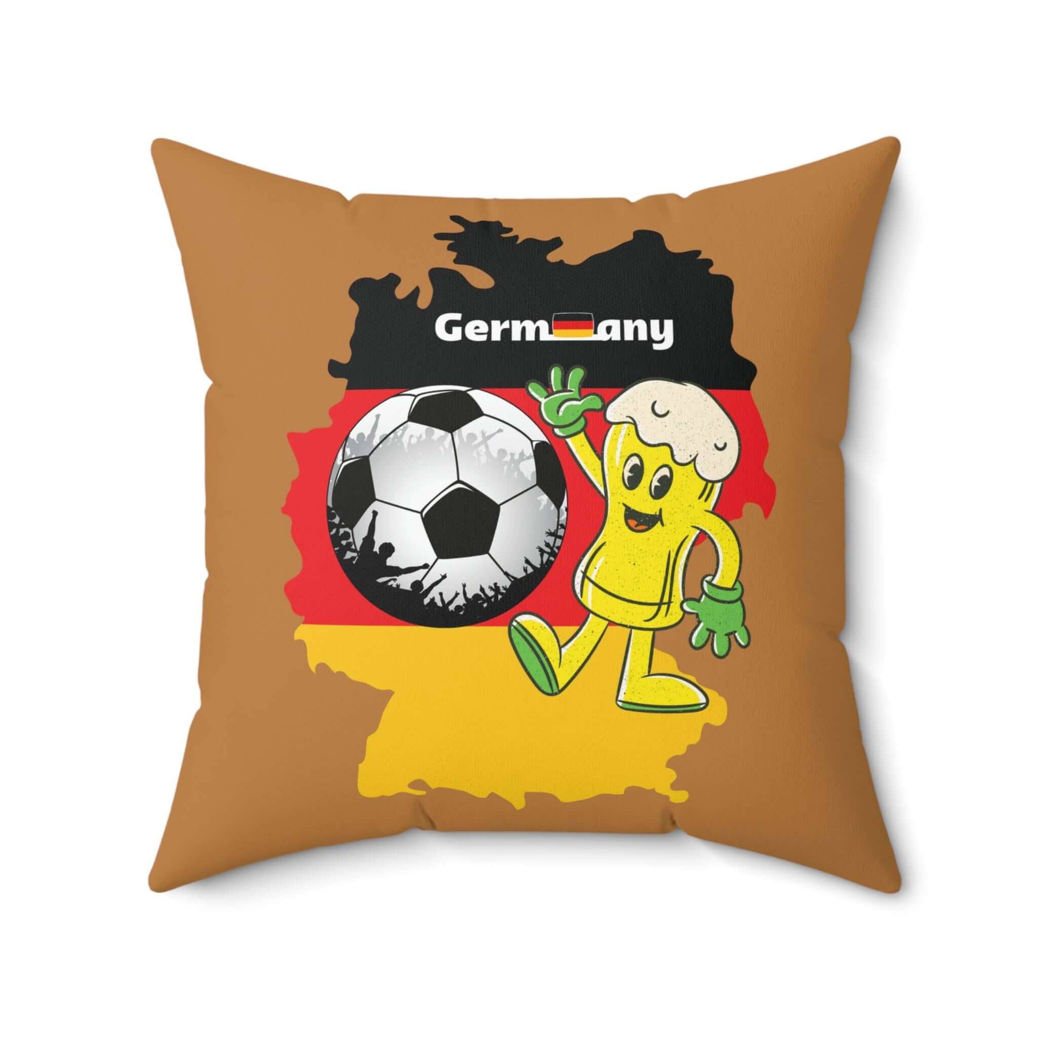 Deutschland Fußball Bierkissen mit Fußball und Bier-Motiv, perfektes Kissen für Fans und Wohnkultur.
