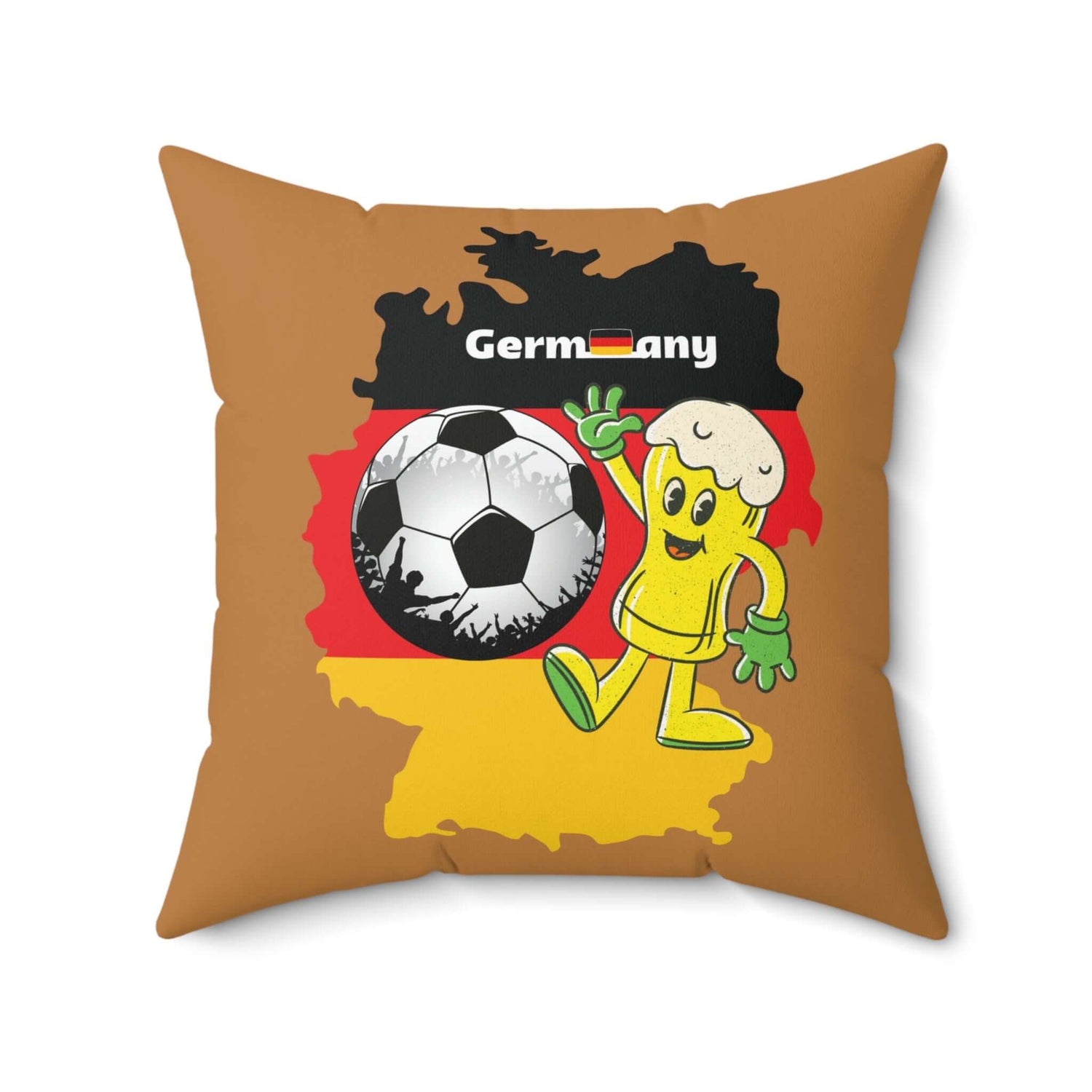 Deutschland Fußball Bierkissen mit Fußball- und Bierdesign, perfekt für Fußballfans zur Dekoration. Dekokissen Deutschland Fußball Bierkissen.
