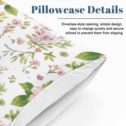 Queen-Bettwäsche-Set with floral pillowcase design, featuring an envelope-style opening for easy pillow changes.