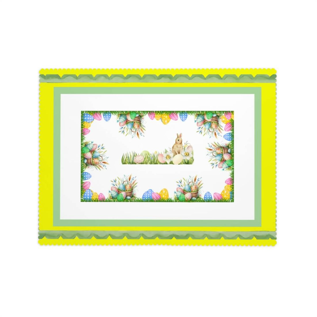 Rechteckige Tischdecke mit Wellenrand Ostermotiv aus 100% Polyester, Größe 72"x54", wasserdicht, einseitiger Druck mit Osterdesign